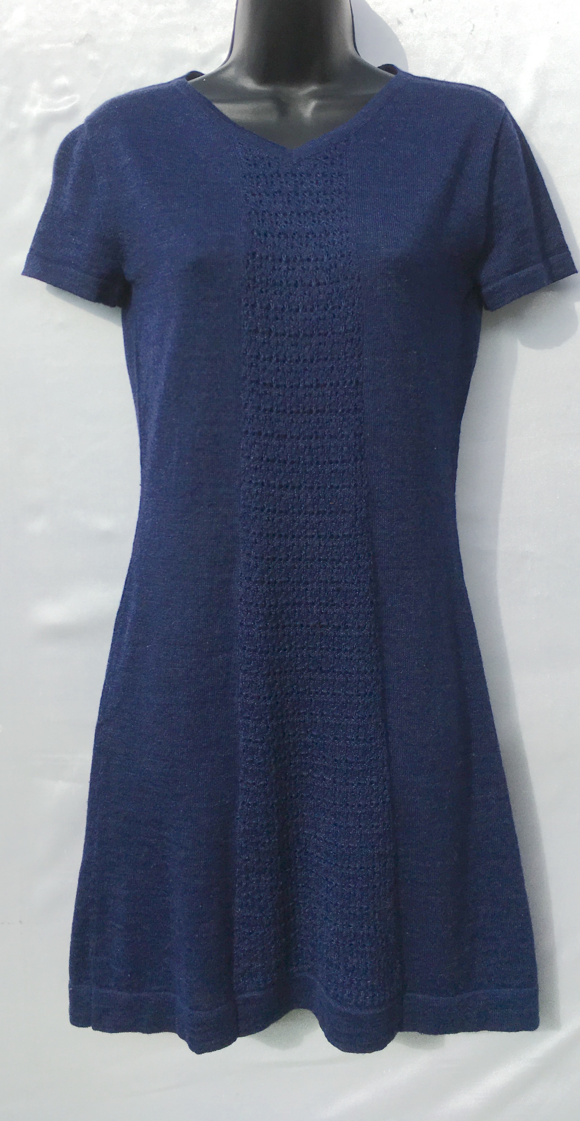 Blue short-sleeved alpaca dress | AlpacapacaAlpacapaca